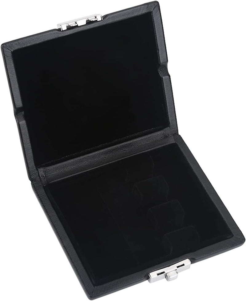 Kodrily Reed Case Wood with 3 Slots, PU Leather Bassoon Reed Case Holder, Black Carrying Case with Slots for 3Pcs Reeds, Reeds Holder Box Container Box, 3.62 x 3.07 x 0.87in, 1Pcs - Image 1